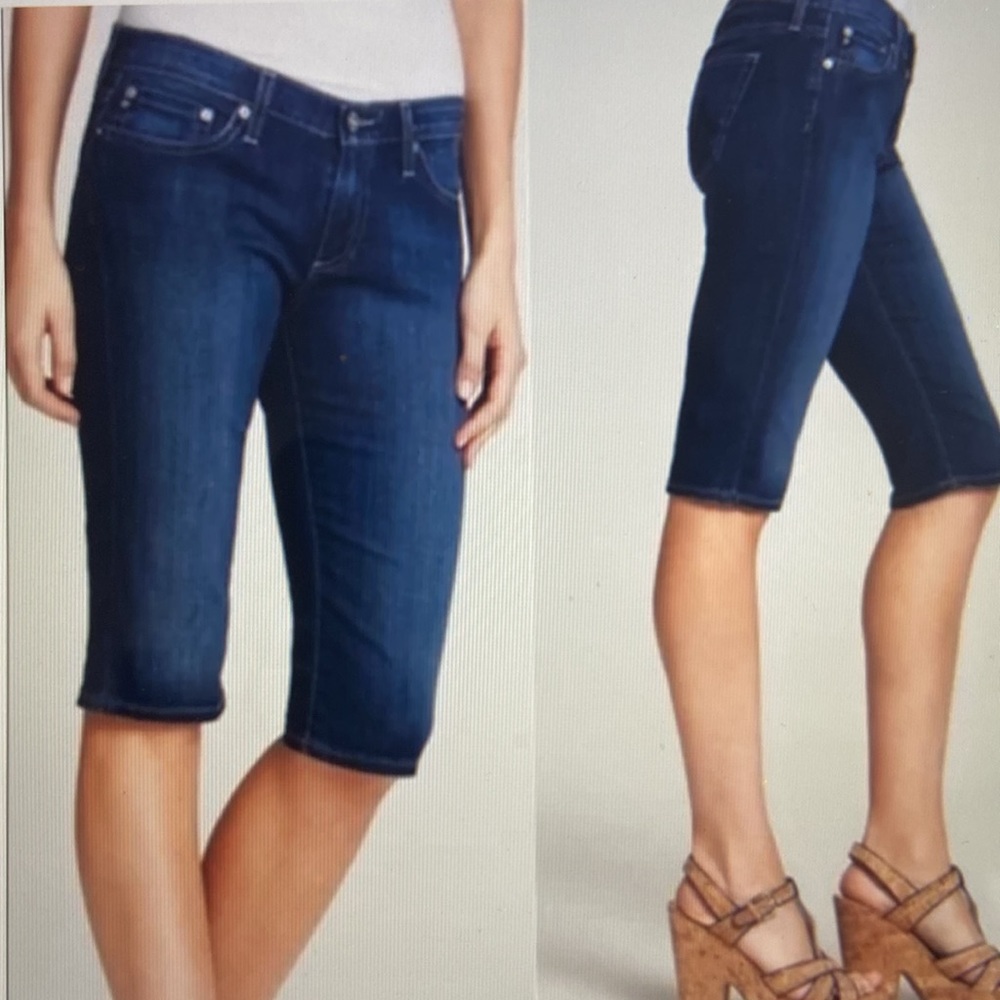 AG Adriano Goldshmied The Malibu Crop Pant Bermuda Short in Dark Wash Si…